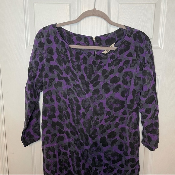 Tucker 100% Silk Purple Leopard Print Dress Medium - Picture 2 of 8